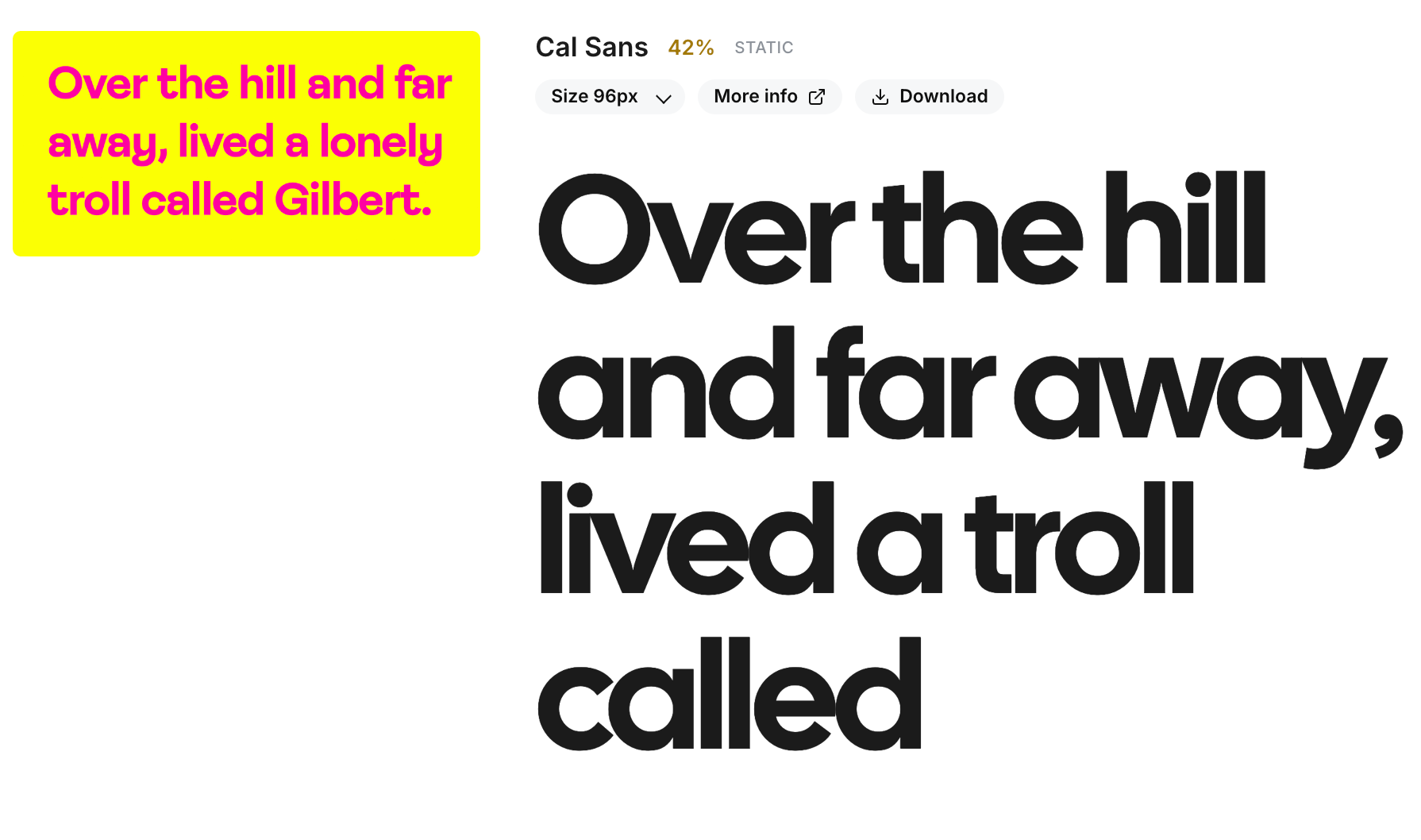Font Finder match preview showing a highlighted sample alongside a ranked result.