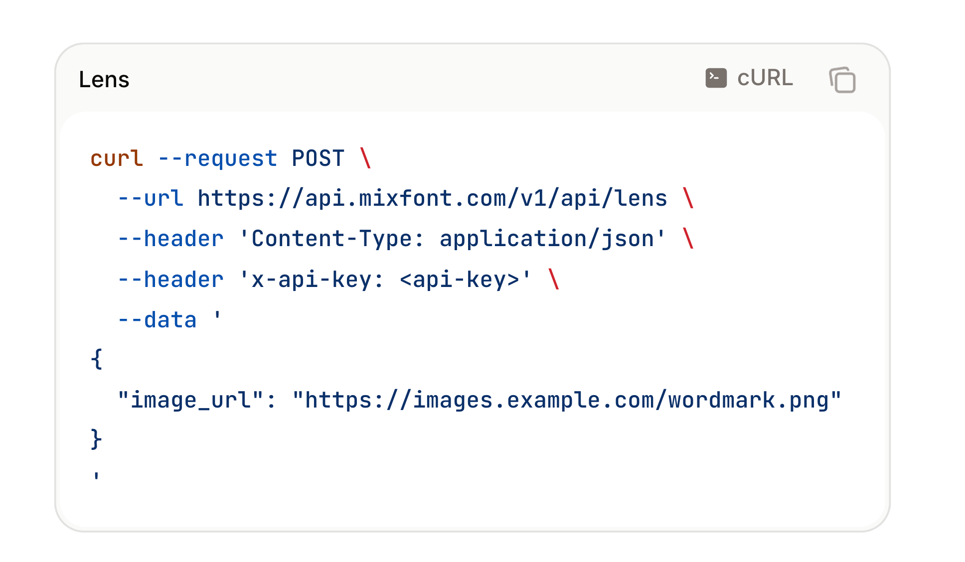 Font Recognition API preview showing a reference image prepared for API-based analysis.