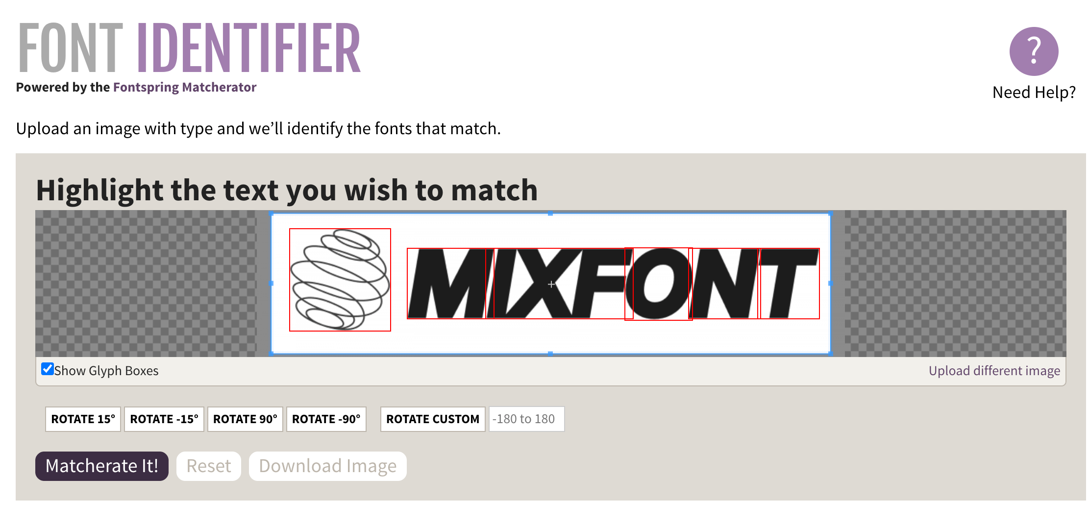 Letterform selection step in of the popular font recognition tools