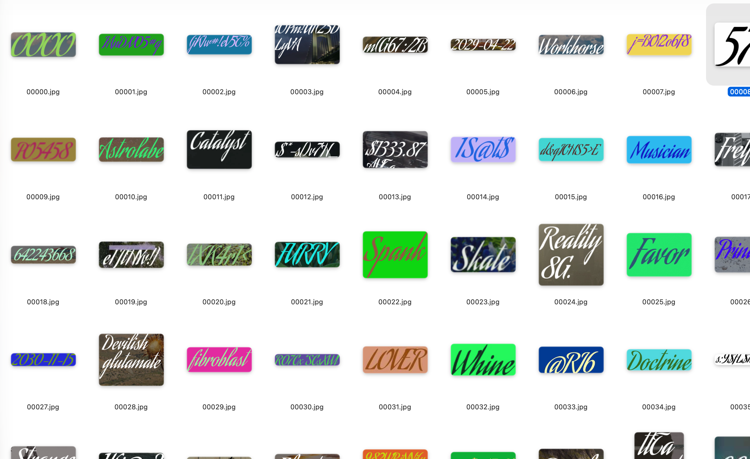 An example of the generated images used for training data