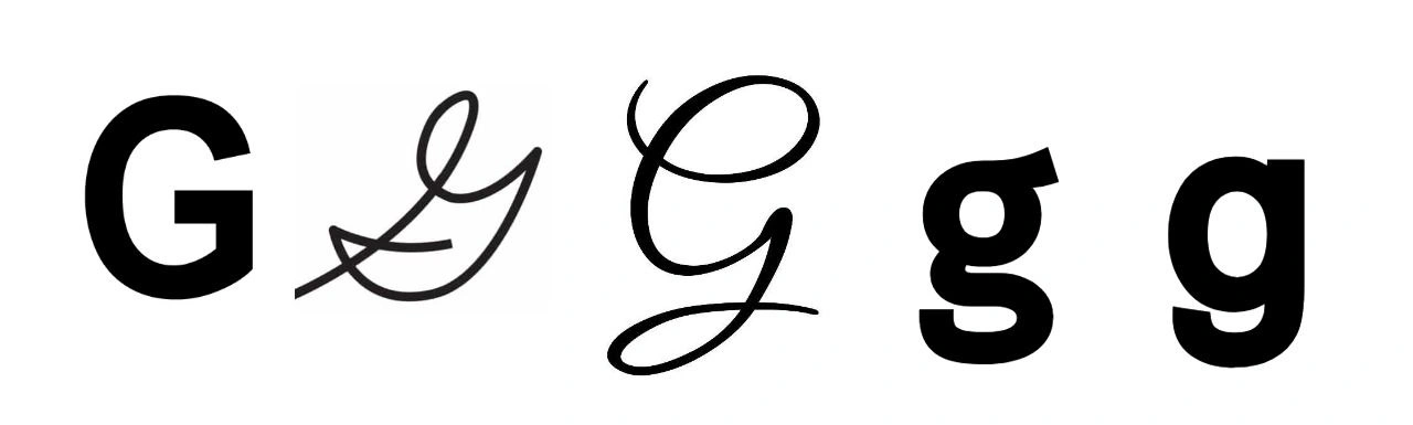 All these shapes for the letter g