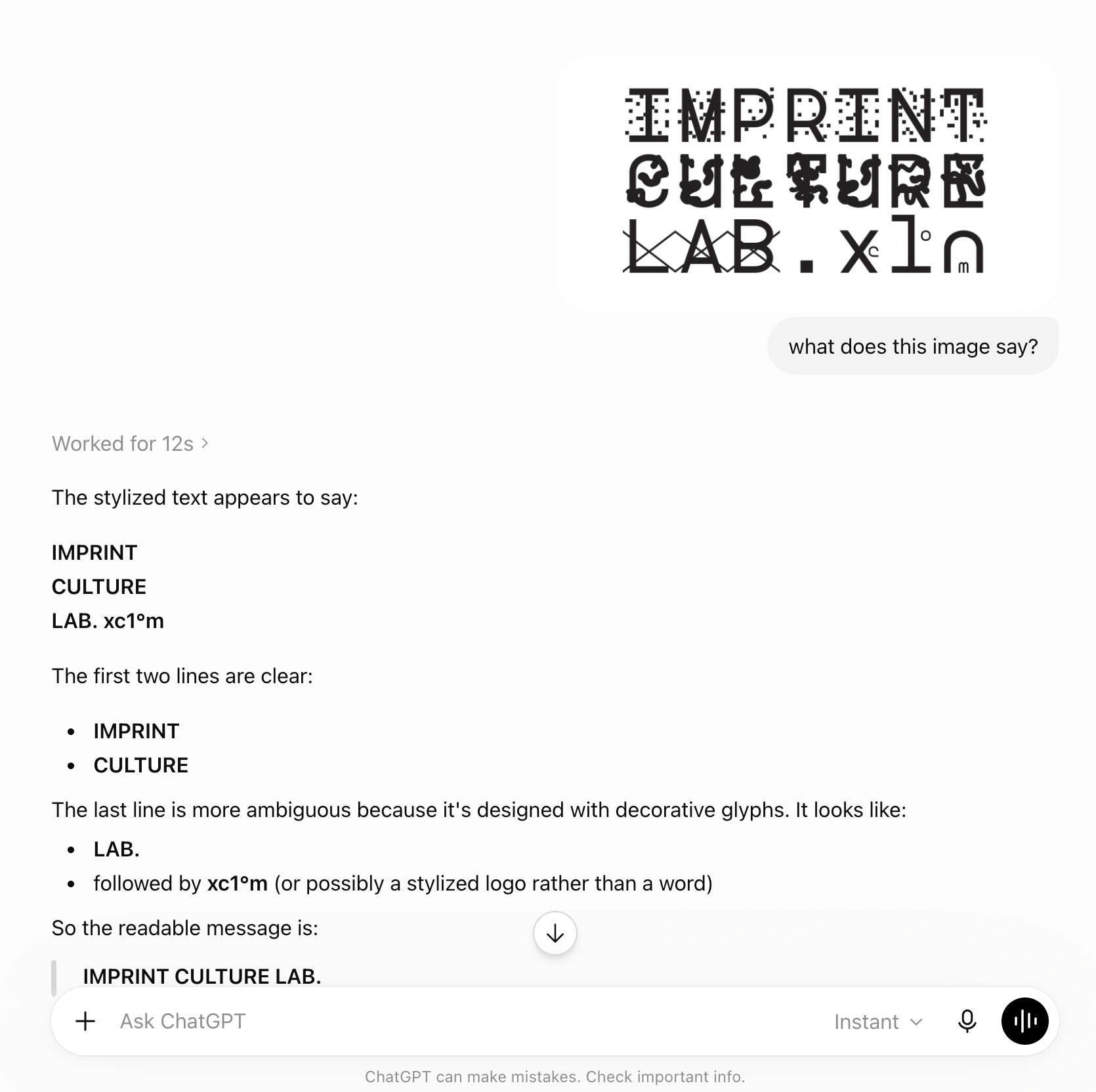 ChatGPT easily reads the text in this image