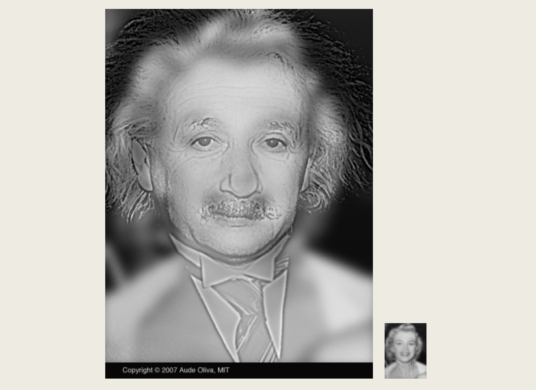 Hybrid image that appears as Albert Einstein up close and Marilyn Monroe from a distance