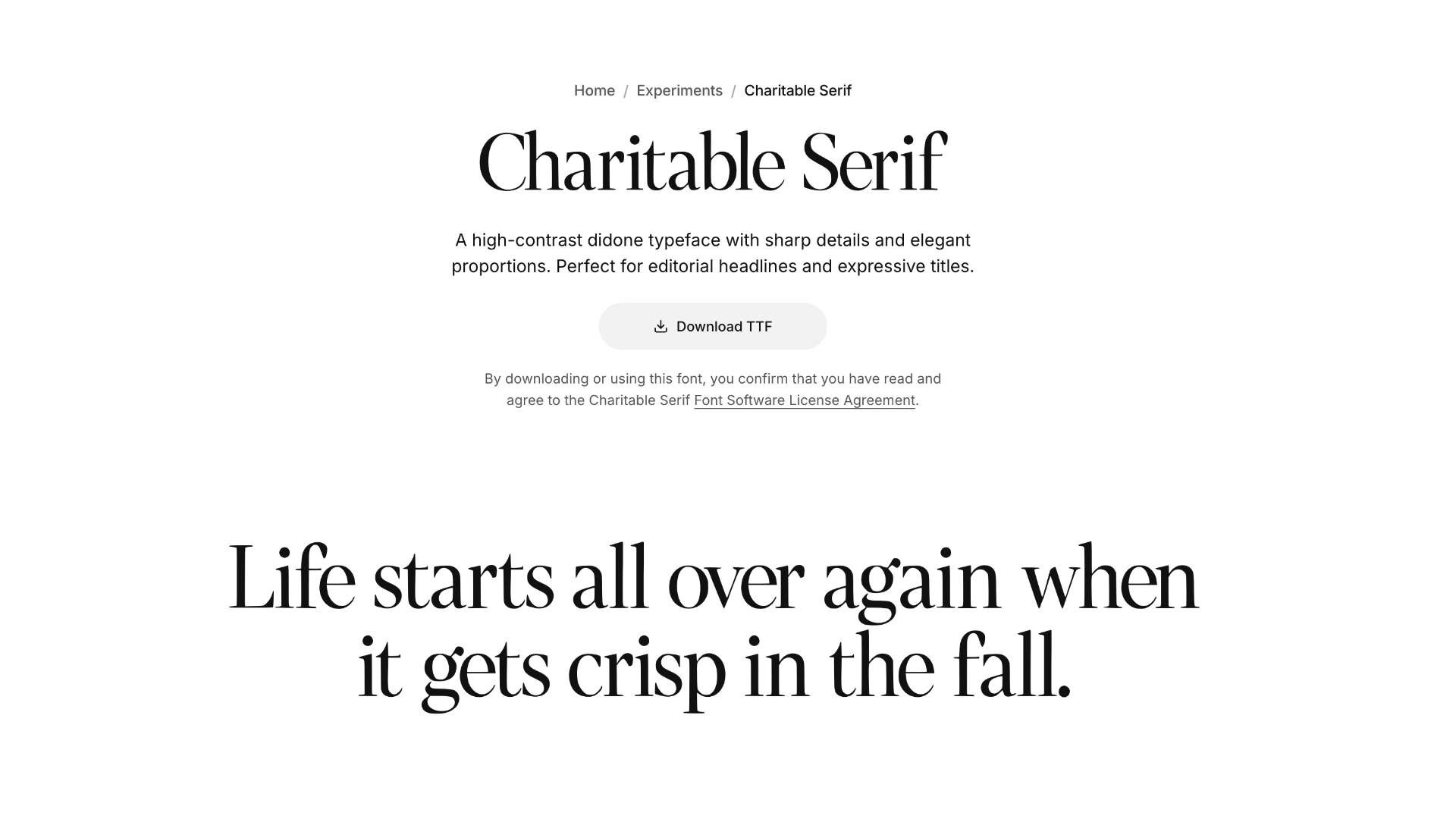 Screenshot of Charitable Serif